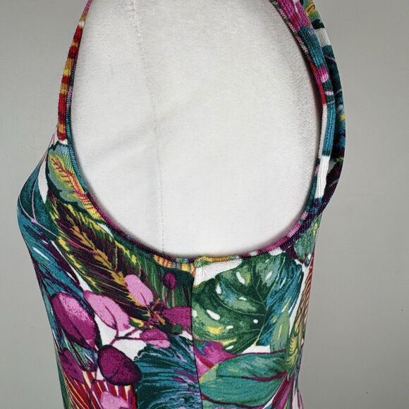 Susan Graver Soleil Brushed Knit Dress Palm Tropical Cover Up Terry Cloth Small - Picture 8 of 15